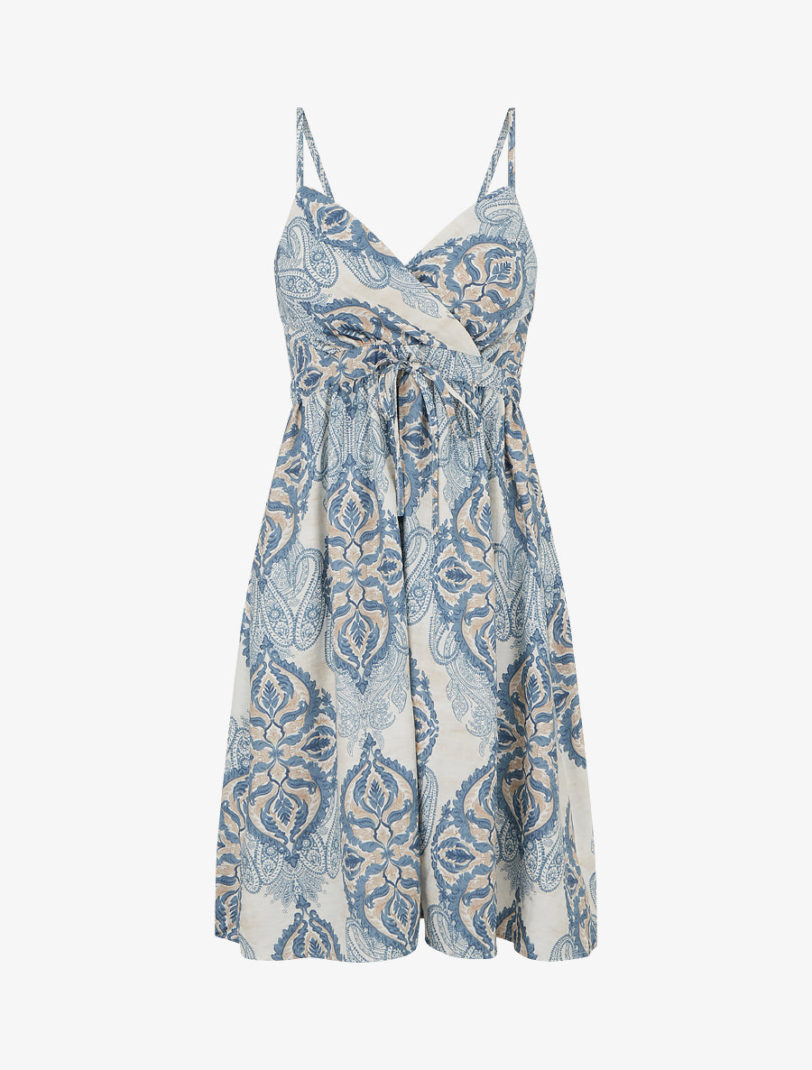 Robe mi-longue imprimé baroque - Bleu - 1