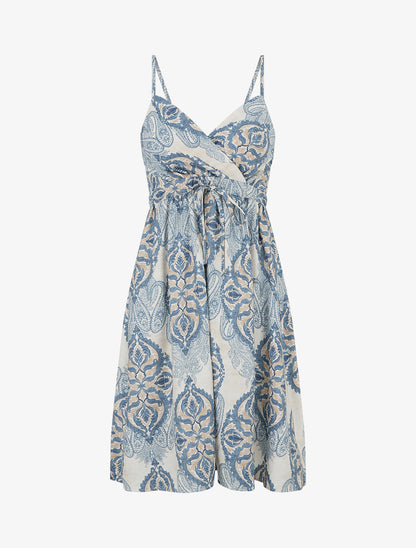 Robe mi-longue imprimé baroque - Bleu - 1