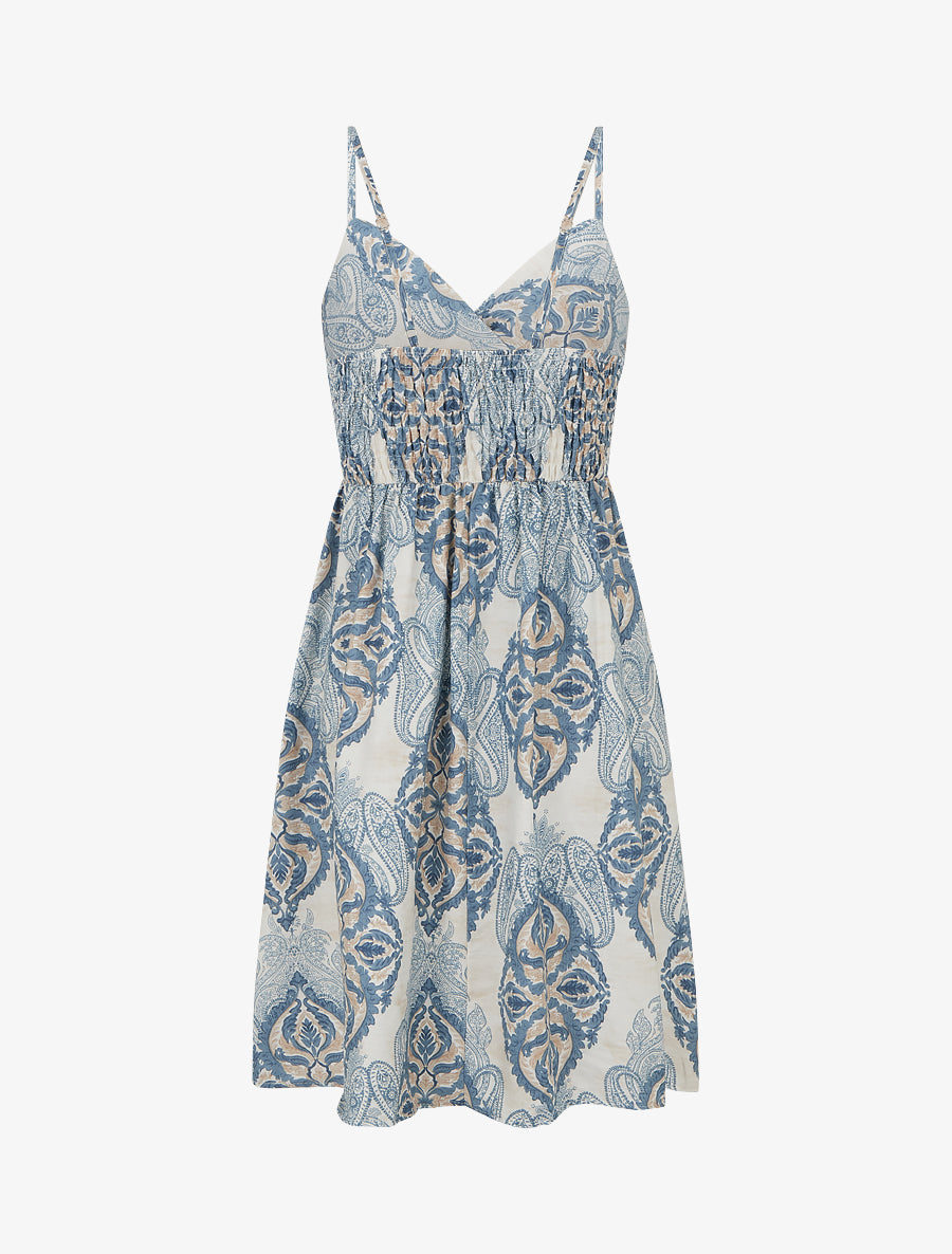 Robe mi-longue imprimé baroque - Bleu - 2