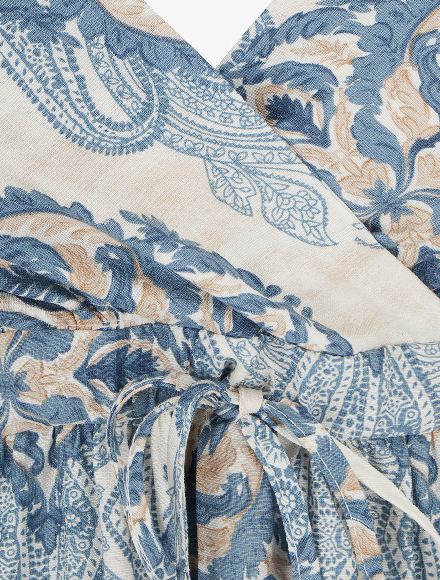 Robe mi-longue imprimé baroque - Bleu - 3