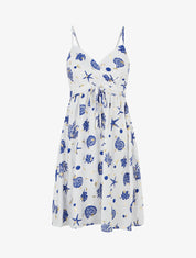 Robe mi-longue imprimé motif marins - Bleu roi - 1