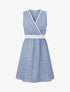 Robe mi-longue à bande brodée - Bleu - 1