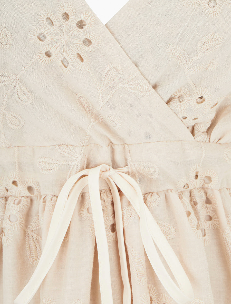 Robe mi-longue à motif floral ajouré - Beige - 3