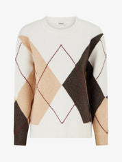 Pull en maille à imprimé color block - Beige - 1