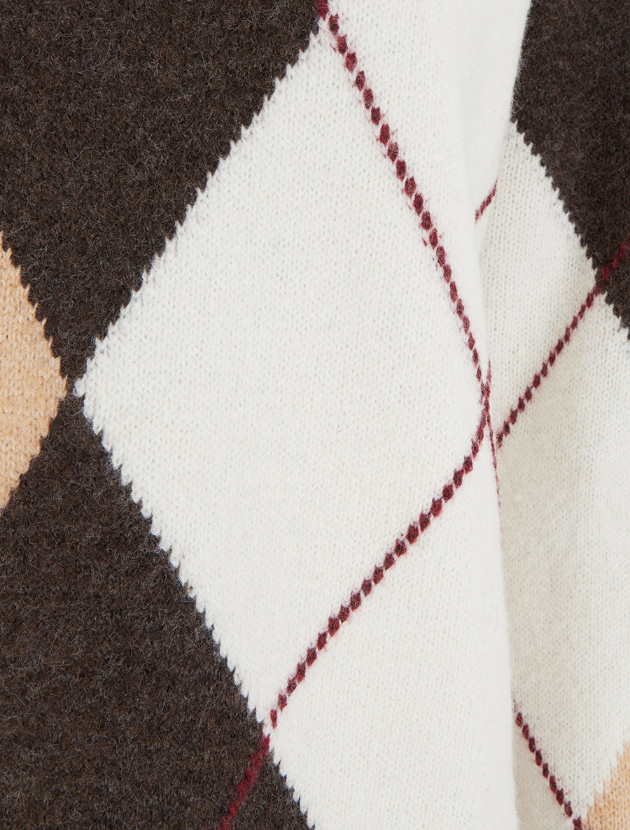 Pull en maille à imprimé color block - Marron - 3