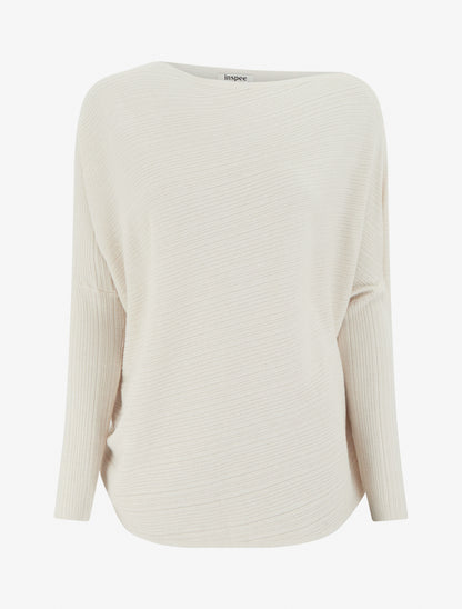 Pull ample à manches longues chauves-souris - Crème - 1