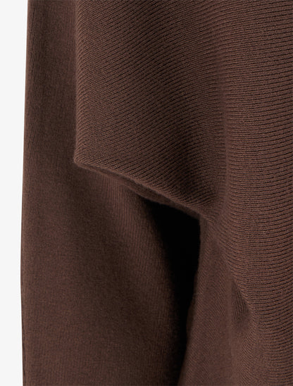 Pull uni à manches chauves-souris - Marron - 3