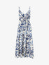 Robe longue imprimé stylisé à détail irisé - Bleu - 1