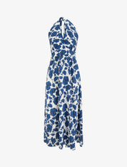 Robe longue dos nu imprimé floral - Marine - 1