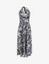 Robe longue dos nu imprimé feuillage - Marine - 1