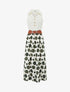 Robe longue à boutons fantaisies et imprimé gros pois - Vert foncé - 1
