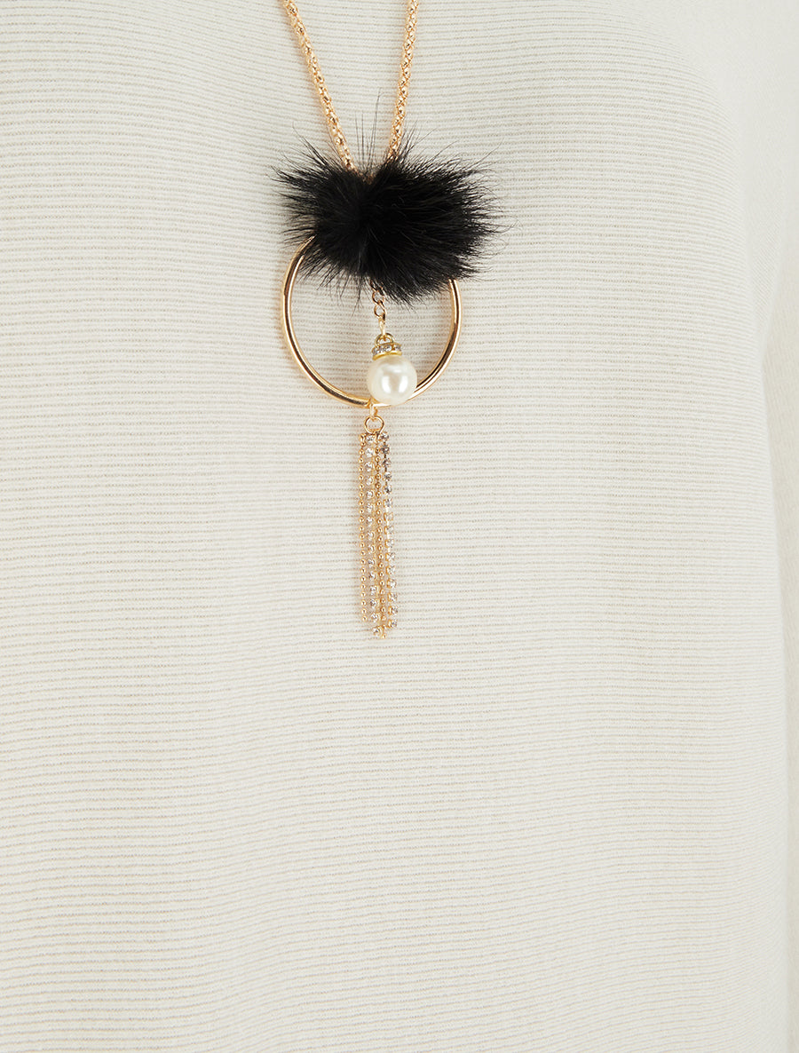 Pull droit à manches chauve-souris et col montant - Écru - 3