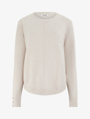 Pull col rond à empiècement œillets - Beige - 1