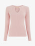 Pull côtelé à empiècement bijou - Rose - 1