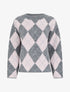 Pull ample en laine mélangée à motif losanges - Gris - 1