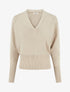 Pull uni à col V - Taupe - 1