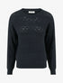 Pull uni ajouré à col rond - Bleu nuit - 1