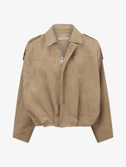 Bomber uni effet daim - Taupe - 1