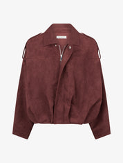 Bomber uni effet daim - Bordeaux - 1