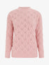 Pull droit en maille texturée à col rond - Rose - 1