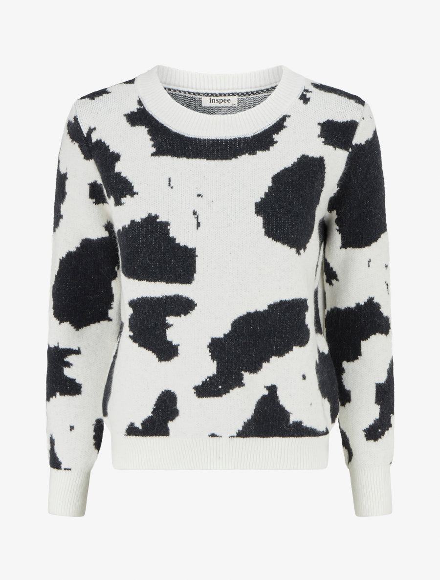 Pull en maille imprimé vache - Blanc - 1