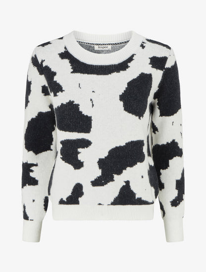 Pull en maille imprimé vache - Blanc - 1