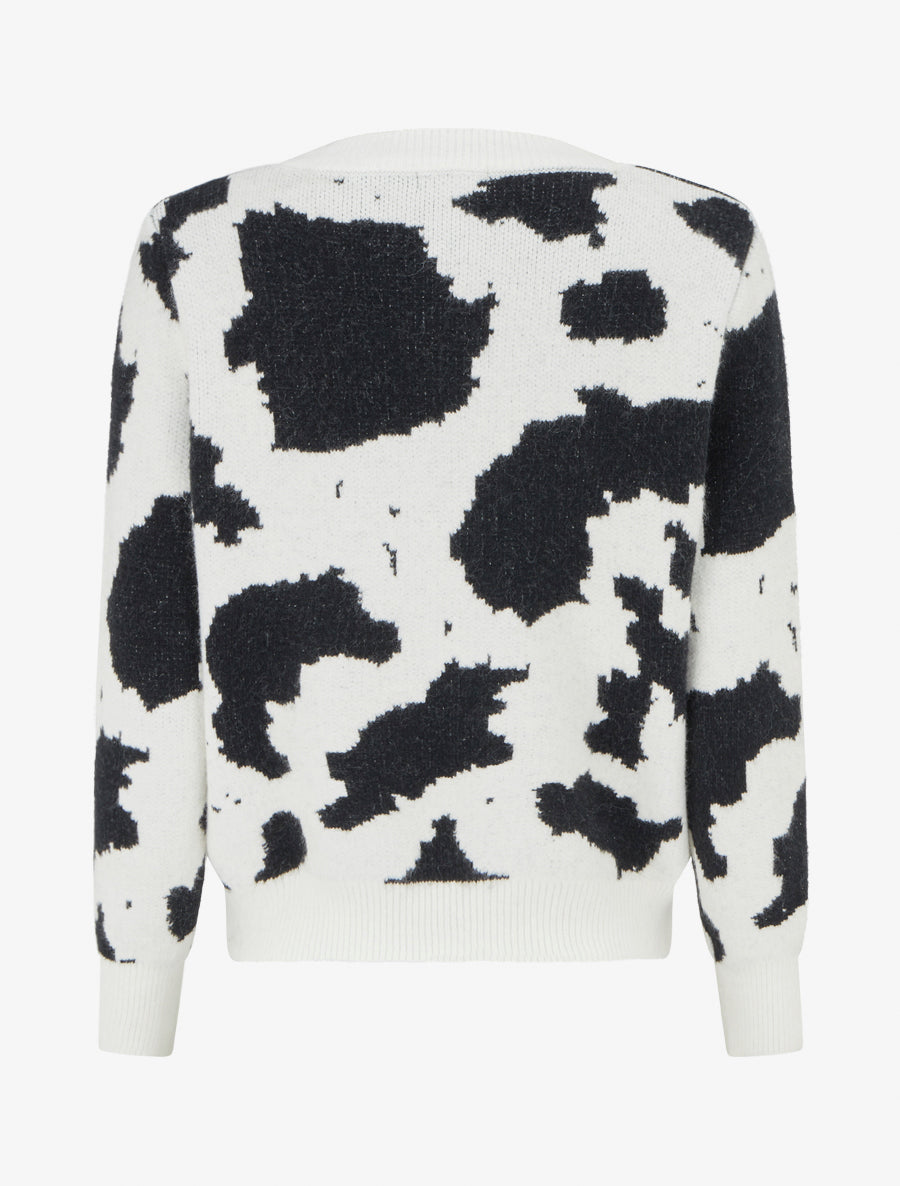Pull en maille imprimé vache - Blanc - 2