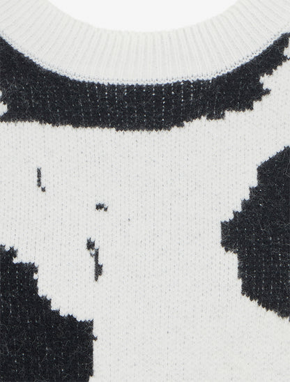 Pull en maille imprimé vache - Blanc - 3