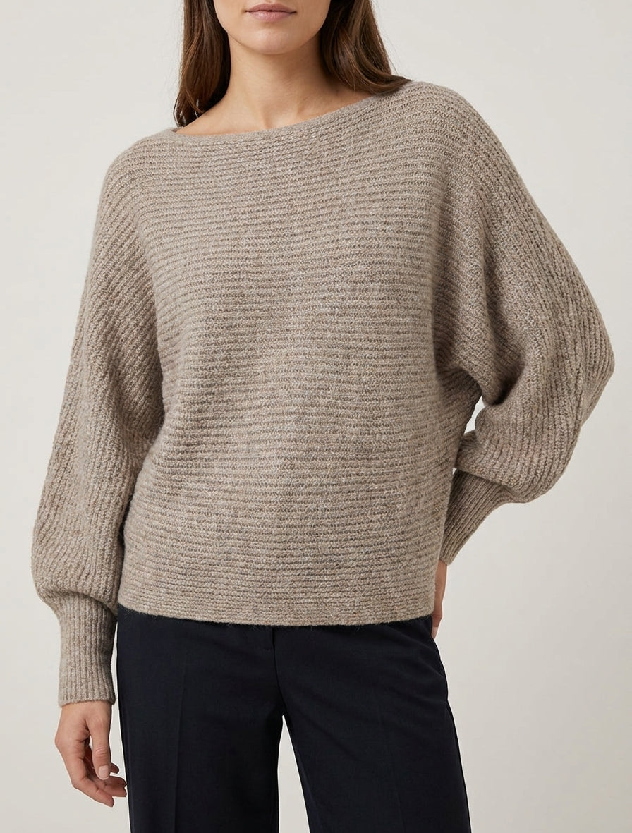 Strickpullover mit Fledermausärmeln und langen Ärmeln - Maulwurf
