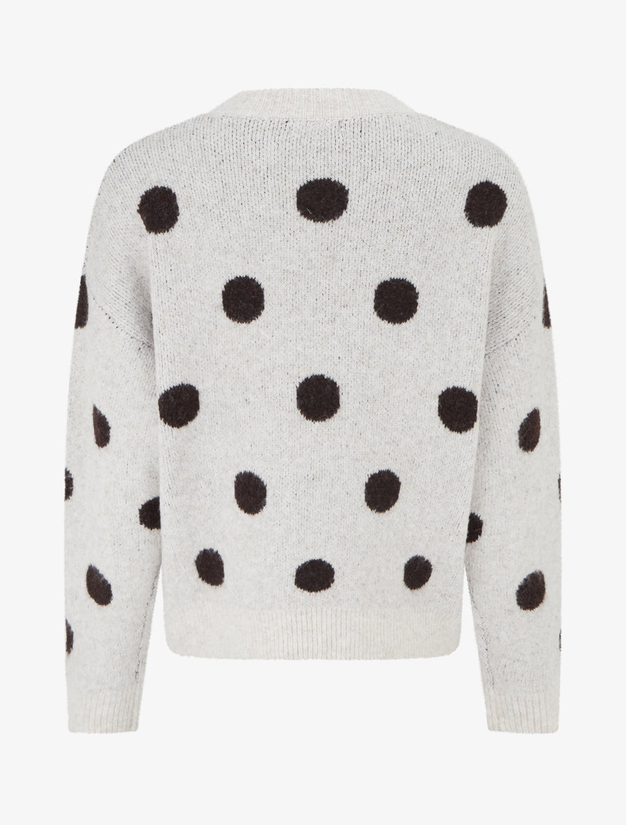 Pull en maille à pois - Gris clair - 2