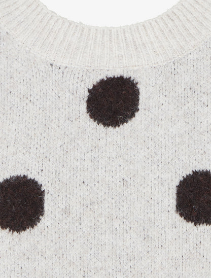 Pull en maille à pois - Gris clair - 3