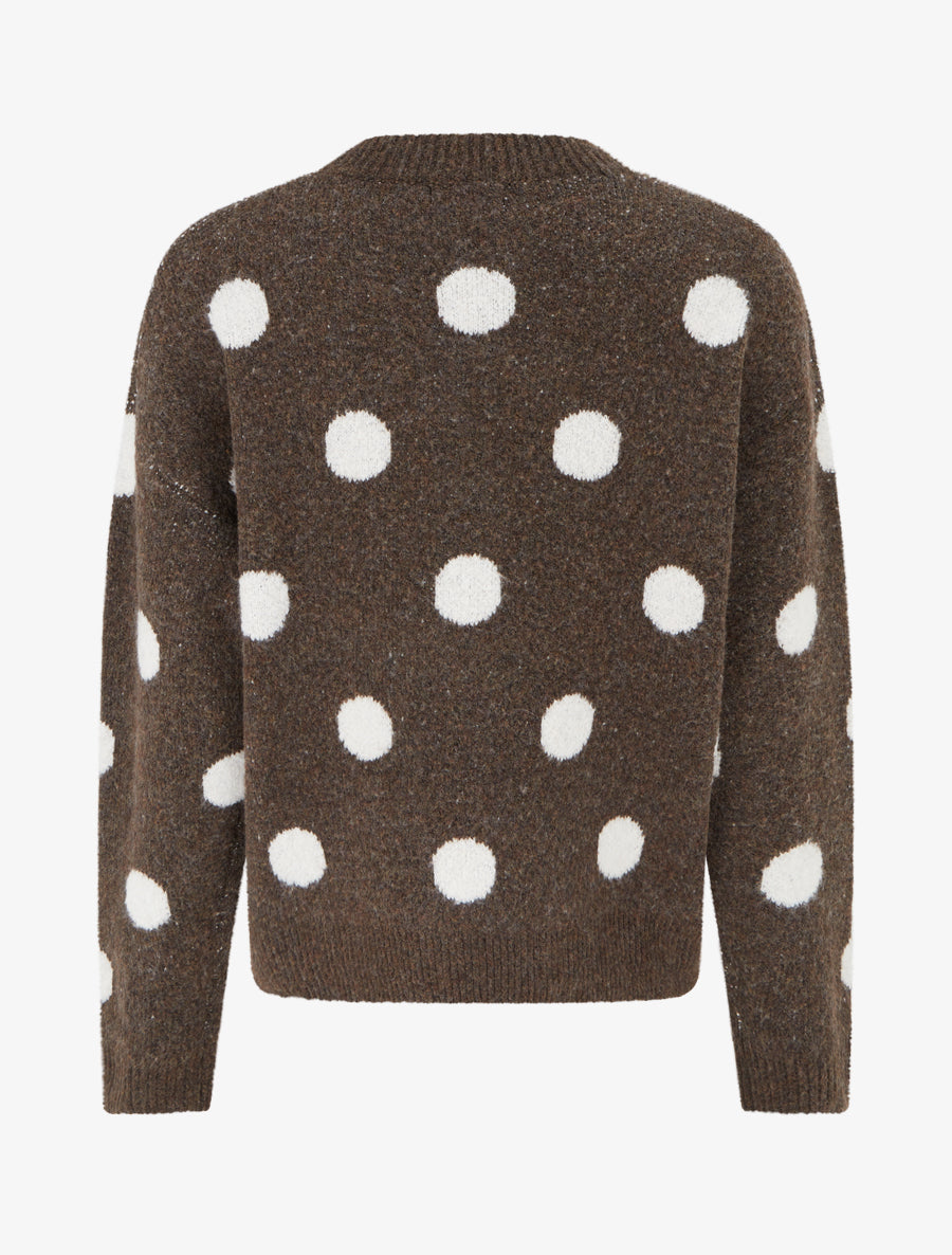 Pull en maille à pois - Marron - 2