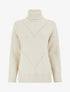Pull ample à col roulé en maille quadrillée - Beige - 1