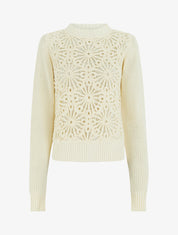 Pull en coton à macramé style floral - Écru - 1