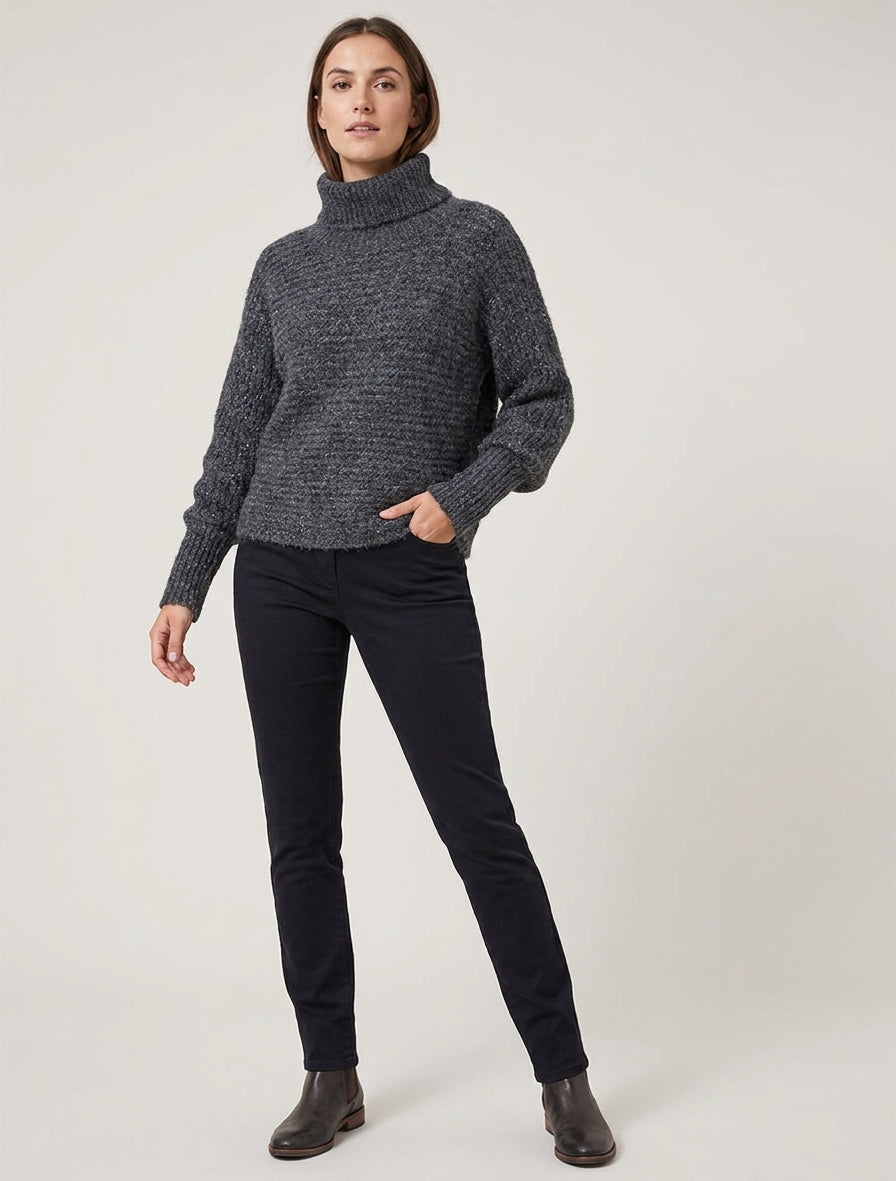 Irisierter Rollkragenpullover aus Wollmischung - Grau