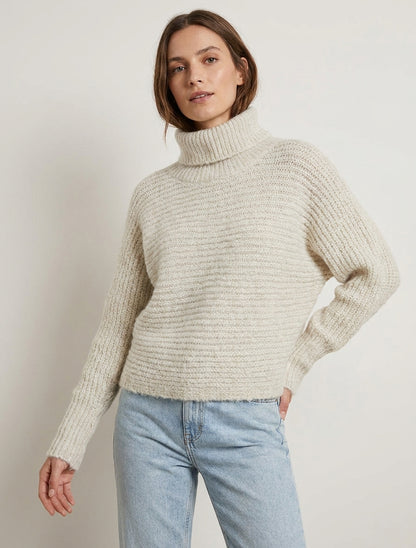 Irisierter Rollkragenpullover aus Wollmischung - Ecru