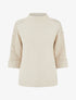 Pull à manches 3/4 à boutons et col montant - Beige - 1