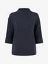 Pull à manches 3/4 à boutons et col montant - Bleu nuit - 1