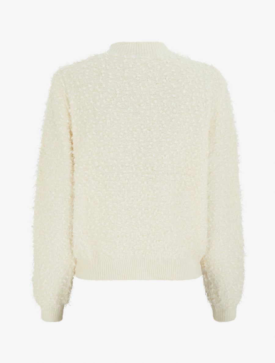 Pull droit en maille duveteuse irisée - Crème - 2