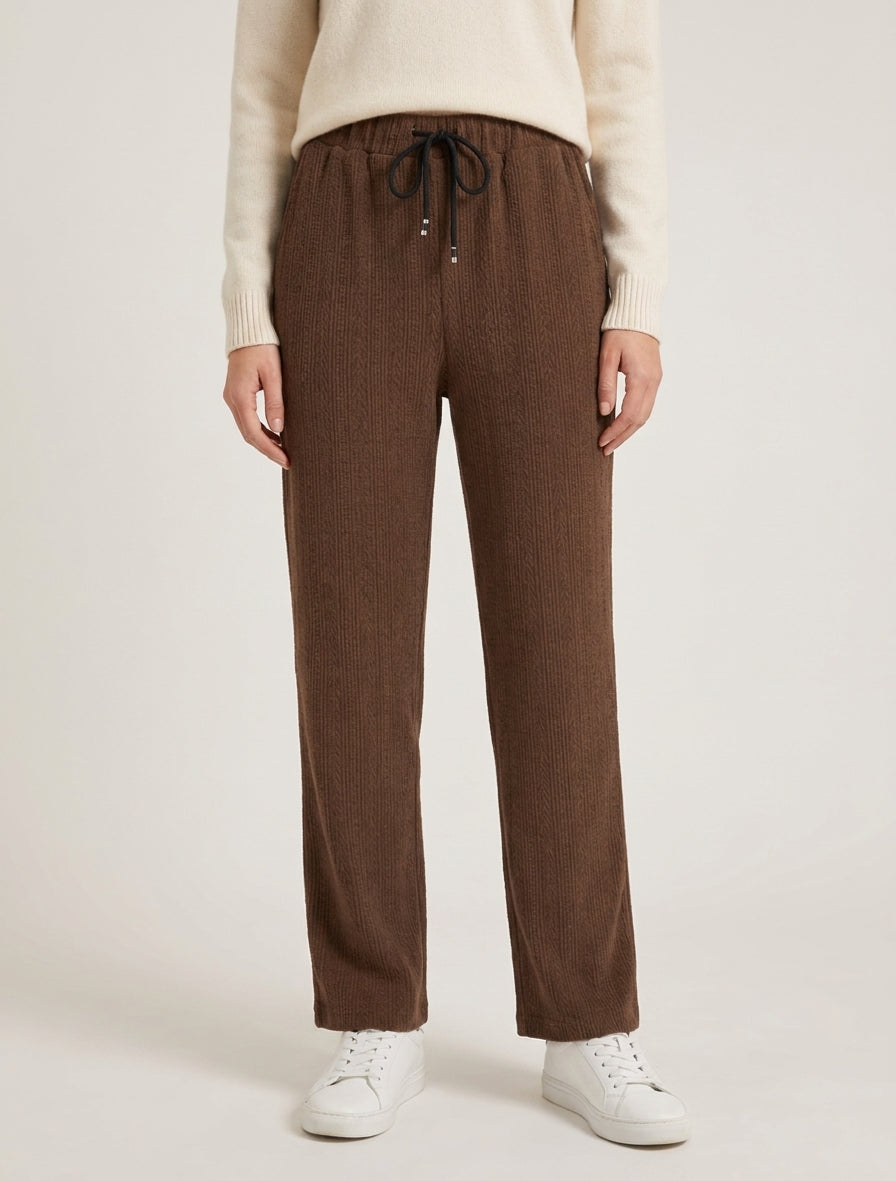 Gerade geschnittene Hose aus Samt im Strickstil - Braun