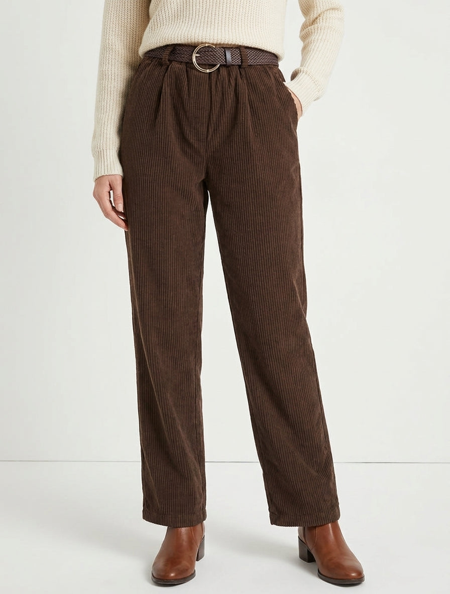 Gerade geschnittene Cordhose - Braun
