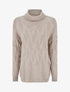 Pull ample à col roulé en maille texturée - Taupe - 1