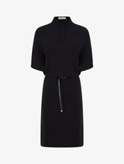 Robe pull droite et ceinturée - Noir - 1