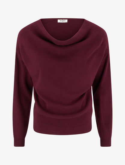 Pull droit à col bénitier - Lie de vin - 1