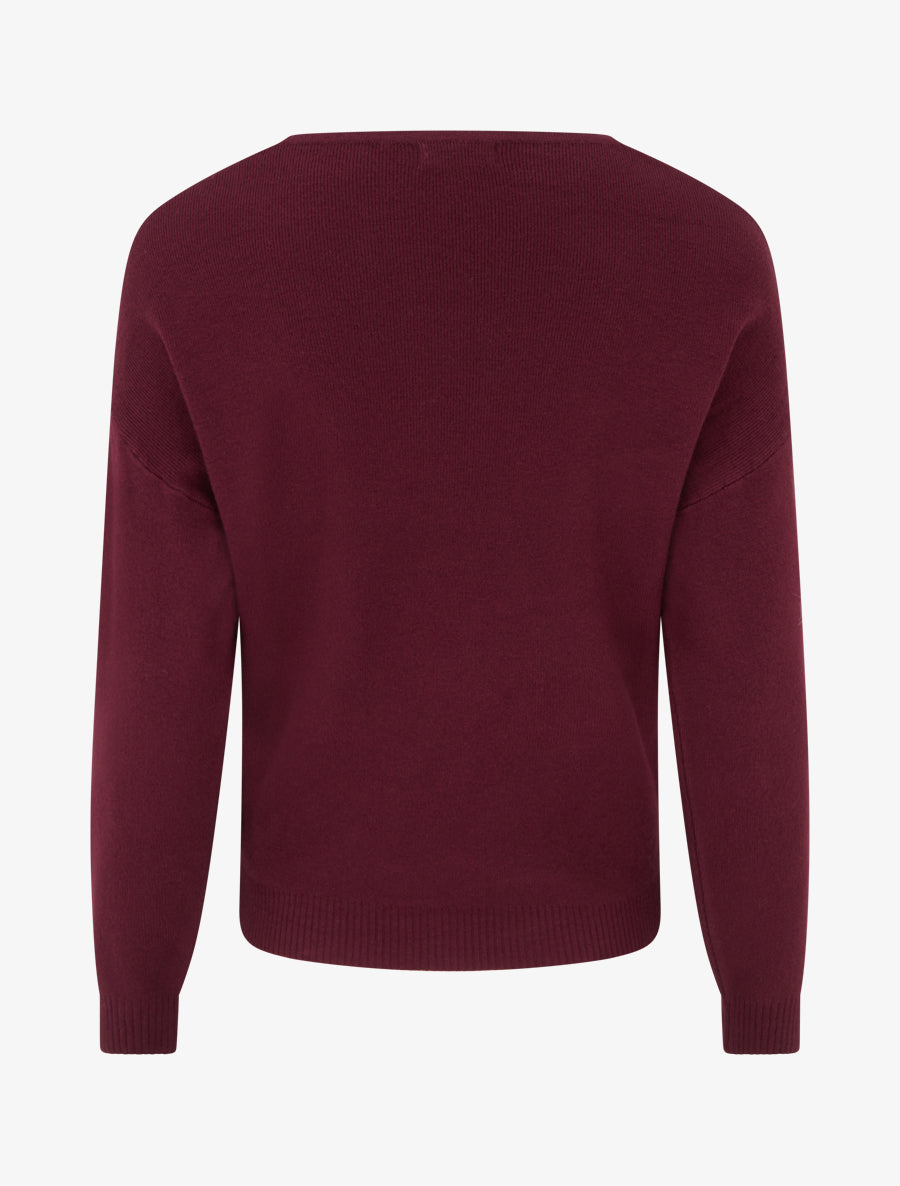 Pull droit à col bénitier - Lie de vin - 2