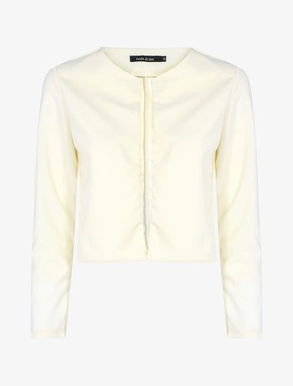 Veste courte à col rond - Beige - 3