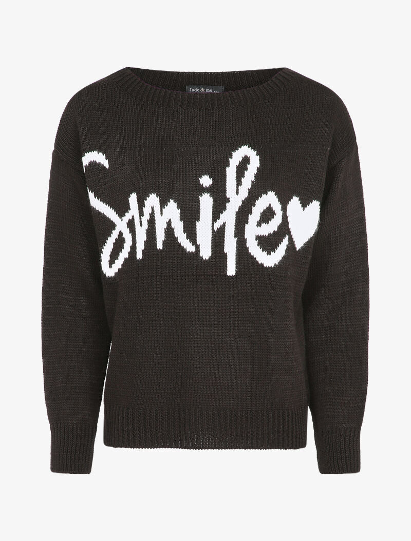 Pull à message et motif coeur - Noir - 4