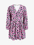 Robe col V à motif à fleurs - Noir - 4