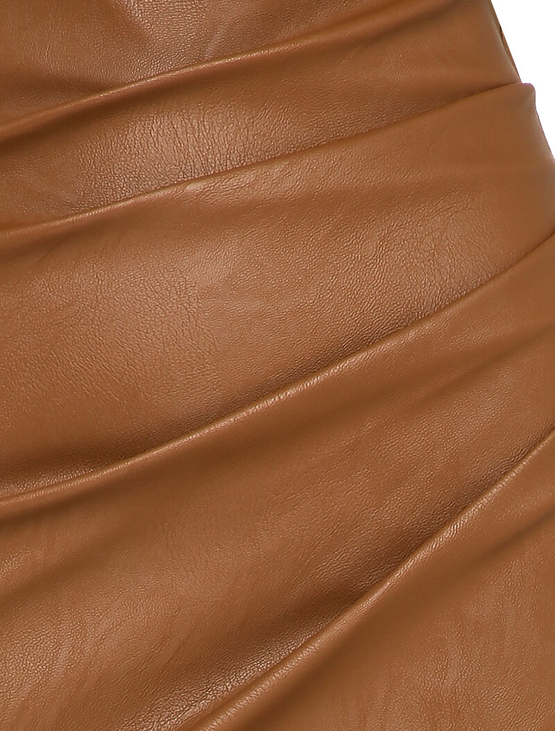 Jupe en simili à pans croisés - Camel - 3