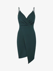 Robe cache-coeur asymétrique à fines bretelles - Vert foncé - 4